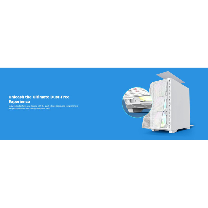 Кутия за компютър Montech AIR 903 MAX, Mid-tower, TG, 4x140mm Fans, ARGB, White - MONTECH-AIR-903-MAX-WH