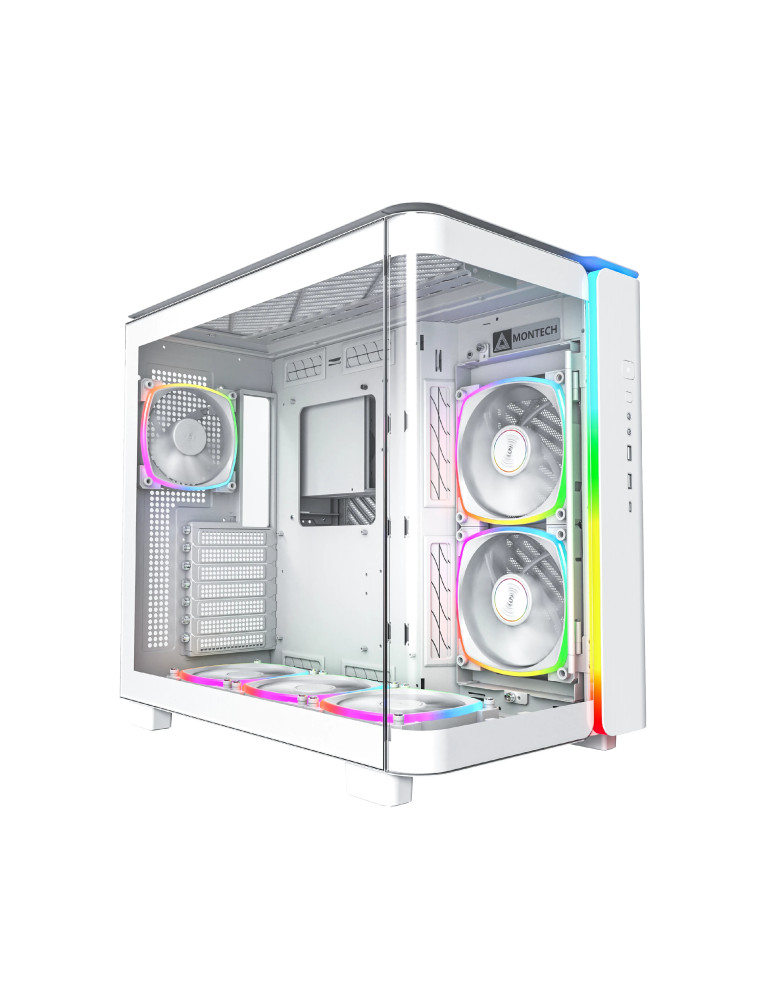 Кутия за компютър Montech KING 95 Pro, Dual Chamber Mid-tower Case, 6 ARGB Fans, 2 Front Panels, White - MONTECH-KING-95-PRO-WH