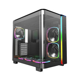 Кутия за компютър Montech KING 95 Pro, Dual Chamber Mid-tower Case, 6 ARGB Fans, 2 Front Panels, Black - MONTECH-KING-95-PRO-BK