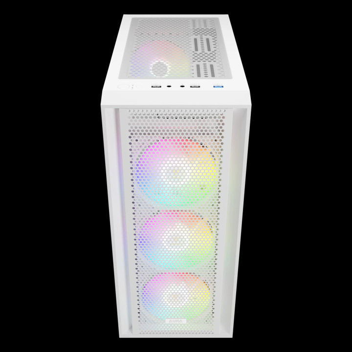 Кутия за компютър Gamdias AURA GC2 Elite White, ATX , Mesh, RGB, Tempered Glass - GAMDIAS-AURA-GC2-ELITE-WH