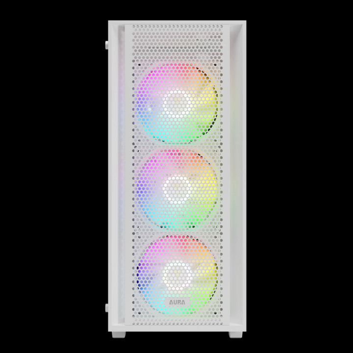 Кутия за компютър Gamdias AURA GC2 Elite White, ATX , Mesh, RGB, Tempered Glass - GAMDIAS-AURA-GC2-ELITE-WH