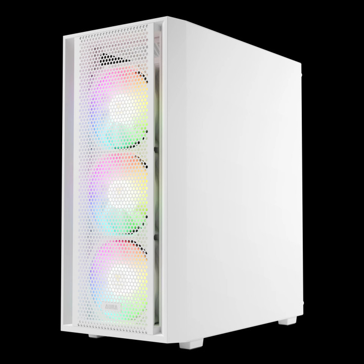 Кутия за компютър Gamdias AURA GC2 Elite White, ATX , Mesh, RGB, Tempered Glass - GAMDIAS-AURA-GC2-ELITE-WH