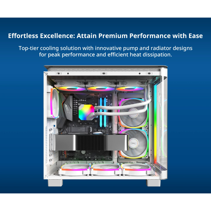 Водно охлаждане Montech Hyper Flow ARGB 360, CPU Liquid Cooler, White - MONTECH-HYPER-FLOW-ARGB-360-WH