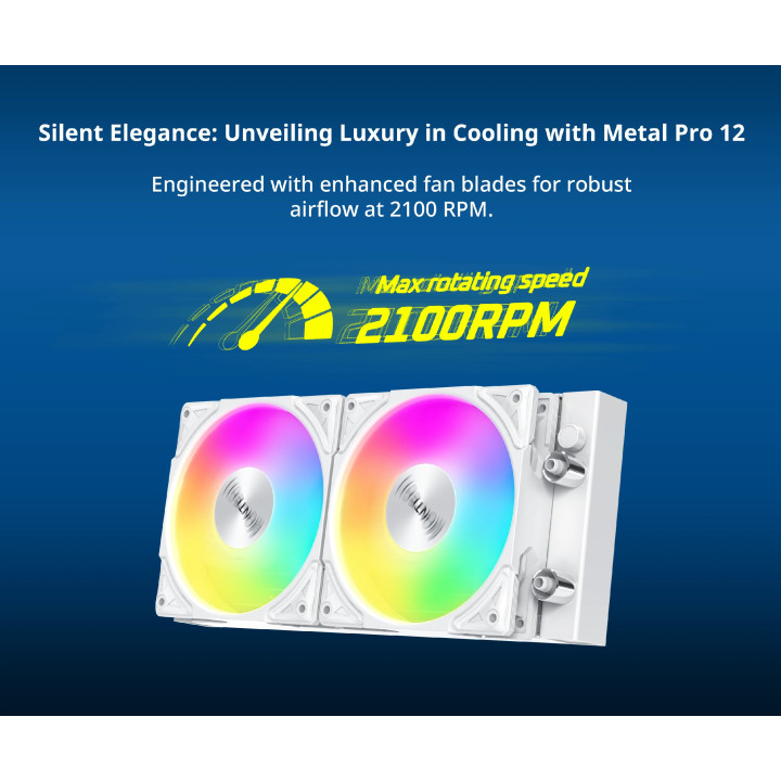 Водно охлаждане Montech Hyper Flow ARGB 240, CPU Liquid Cooler, White - MONTECH-HYPER-FLOW-ARGB-240-WH