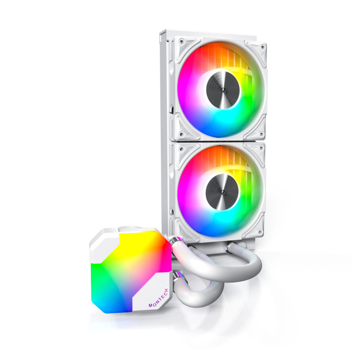Водно охлаждане Montech Hyper Flow ARGB 240, CPU Liquid Cooler, White - MONTECH-HYPER-FLOW-ARGB-240-WH
