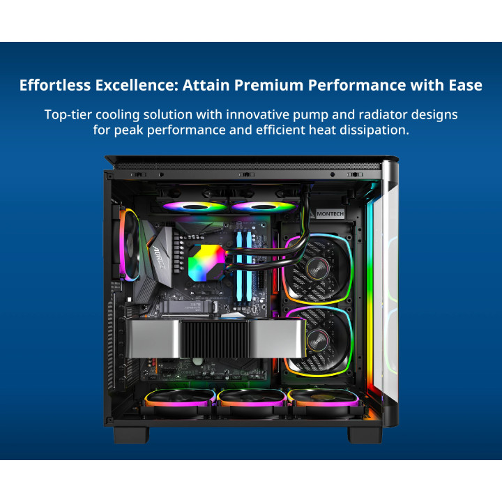 Водно охлаждане Montech Hyper Flow ARGB 240, CPU Liquid Cooler, Black - MONTECH-HYPER-FLOW-ARGB-240-BK