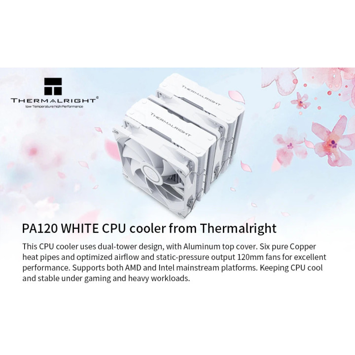 Охладител за процесор Thermalright Peerless Assassin 120 White, Dual-Tower, LGA1851/LGA1700/AM5 - PEERLESS-ASSASSIN-120-WH