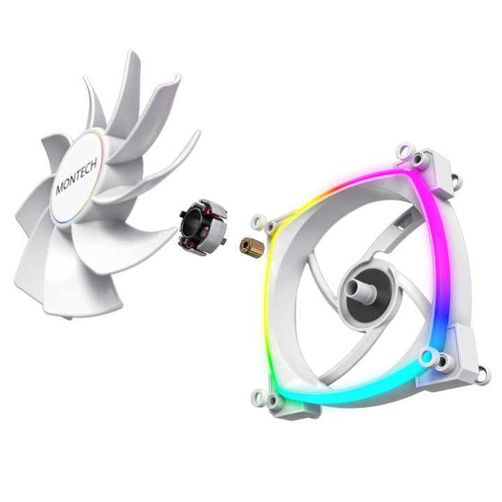 Вентилатор Montech RX140 PWM, REVERSE Fan, 140mm, ARGB, White - MONTECH-RX140-PWM-WH
