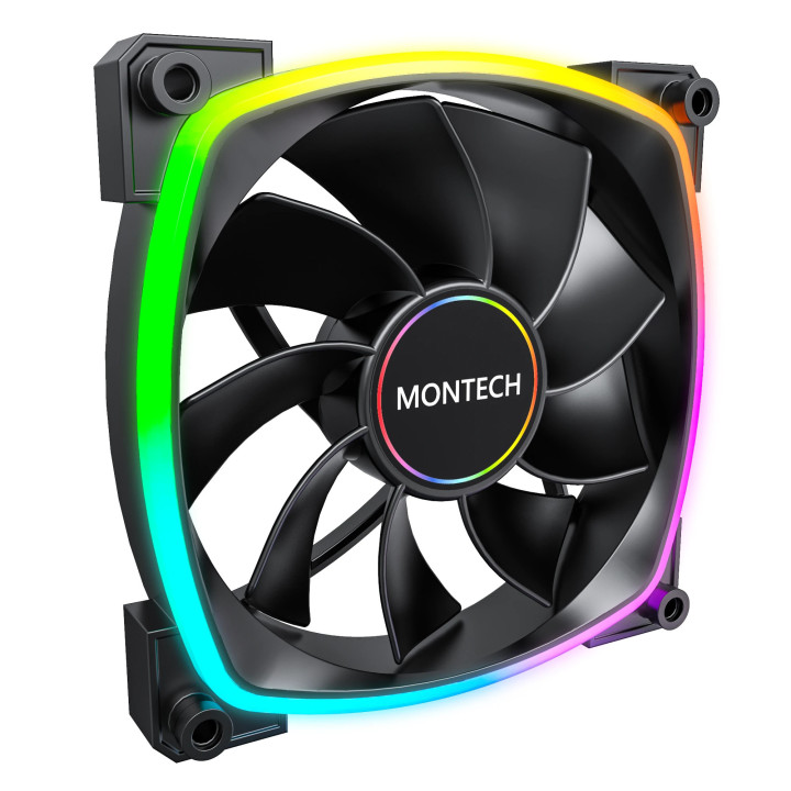 Вентилатор Montech RX140 PWM, REVERSE Fan, 140mm, ARGB, Black - MONTECH-RX140-PWM-BK