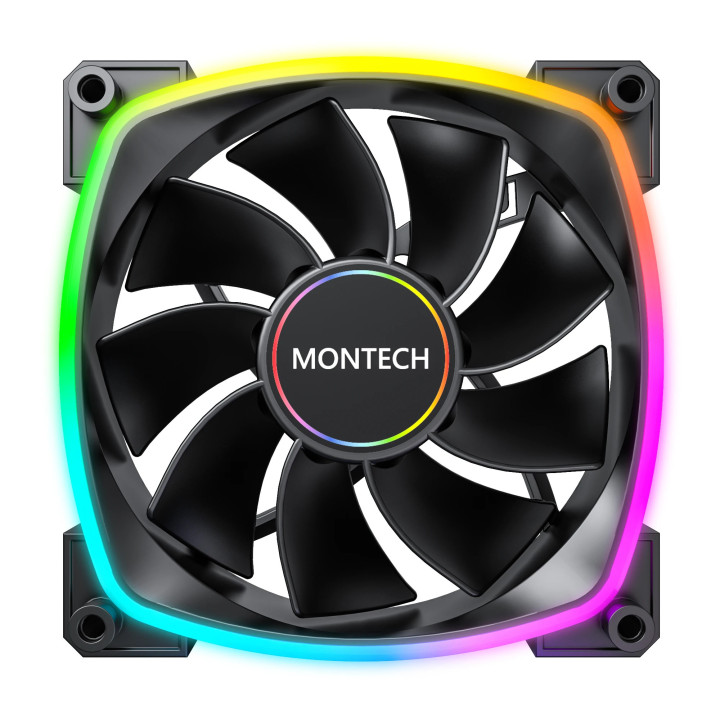 Вентилатор Montech RX140 PWM, REVERSE Fan, 140mm, ARGB, Black - MONTECH-RX140-PWM-BK