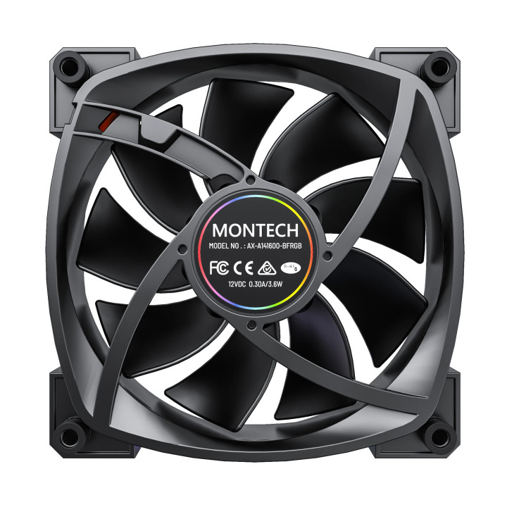 Вентилатор Montech RX140 PWM, REVERSE Fan, 140mm, ARGB, Black - MONTECH-RX140-PWM-BK
