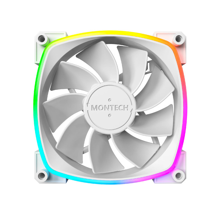 Вентилатор Montech RX120 PWM, REVERSE Fan, 120mm, ARGB, White - MONTECH-RX120-PWM-WH