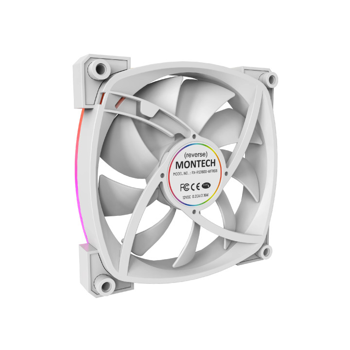 Вентилатор Montech RX120 PWM, REVERSE Fan, 120mm, ARGB, White - MONTECH-RX120-PWM-WH