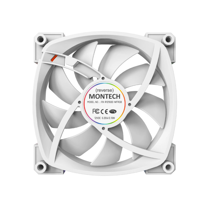 Вентилатор Montech RX120 PWM, REVERSE Fan, 120mm, ARGB, White - MONTECH-RX120-PWM-WH