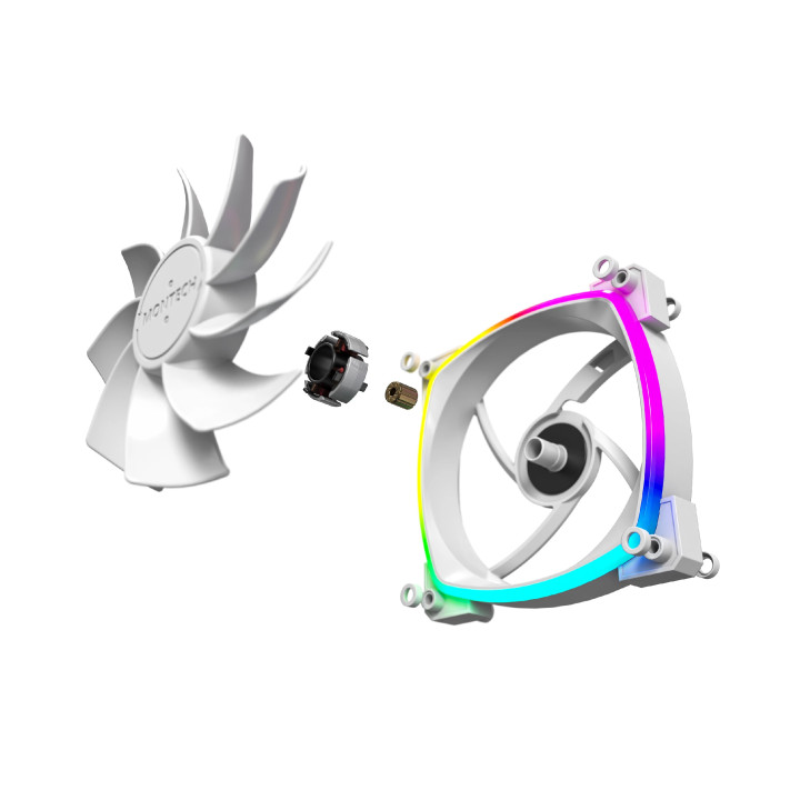 Вентилатор Montech RX120 PWM, REVERSE Fan, 120mm, ARGB, White - MONTECH-RX120-PWM-WH