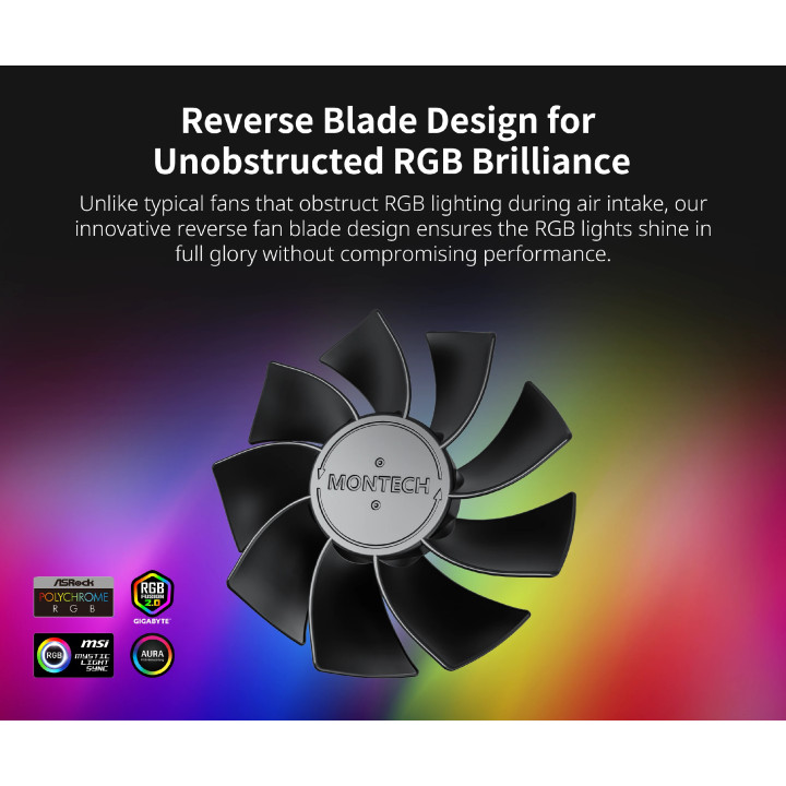 Вентилатор Montech RX120 PWM, REVERSE Fan, 120mm, ARGB, Black - MONTECH-RX120-PWM-BK