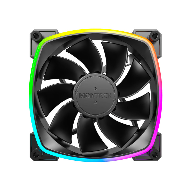Вентилатор Montech RX120 PWM, REVERSE Fan, 120mm, ARGB, Black - MONTECH-RX120-PWM-BK
