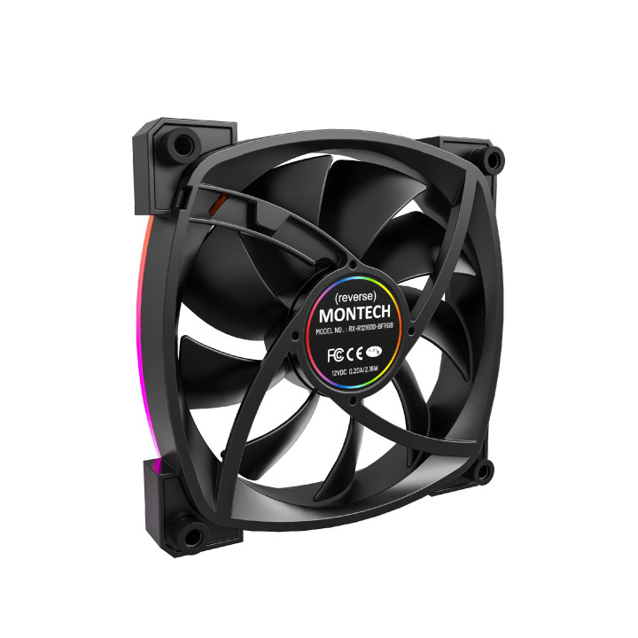 Вентилатор Montech RX120 PWM, REVERSE Fan, 120mm, ARGB, Black - MONTECH-RX120-PWM-BK