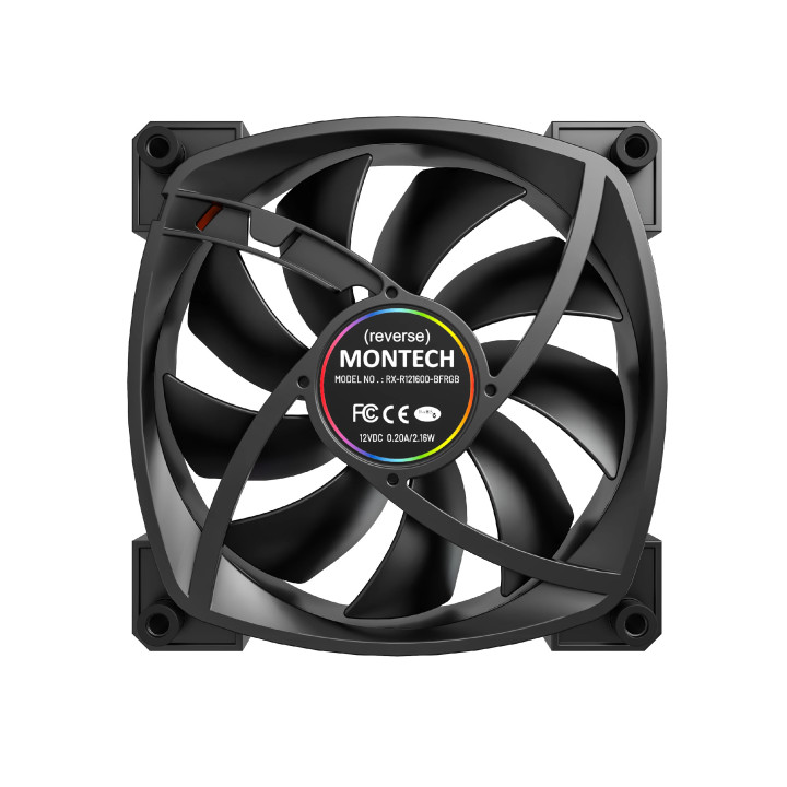 Вентилатор Montech RX120 PWM, REVERSE Fan, 120mm, ARGB, Black - MONTECH-RX120-PWM-BK