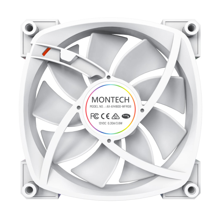 Вентилатор Montech AX140 PWM, Fan 140mm, ARGB, White - MONTECH-AX140-PWM-WH