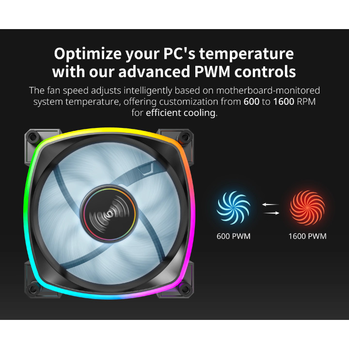 Вентилатор Montech AX140 PWM, Fan 140mm, ARGB, Black - MONTECH-AX140-PWM-BK