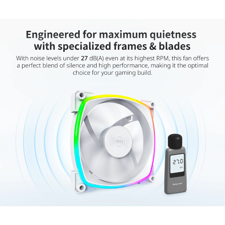 Вентилатор Montech AX120 PWM, Fan 120mm, ARGB, White - MONTECH-AX120-PWM-WH