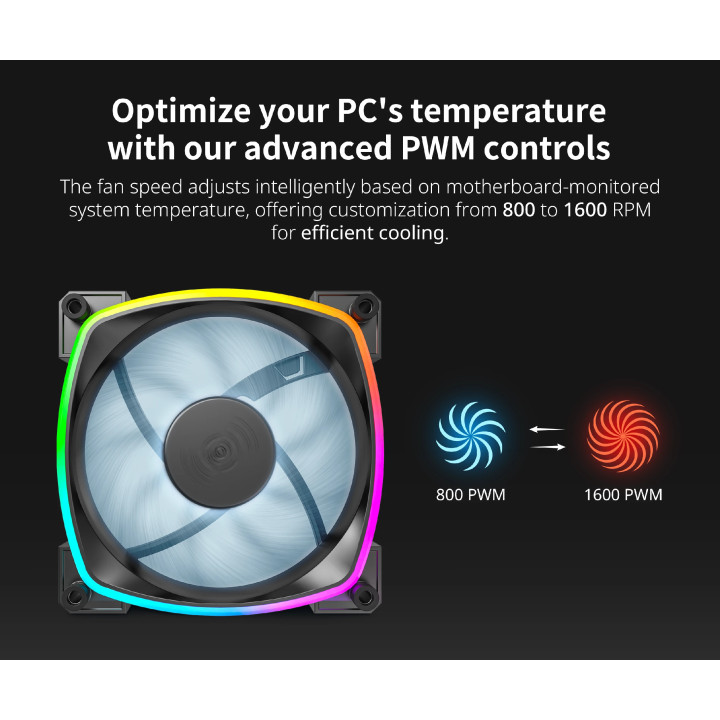 Вентилатор Montech AX120 PWM, Fan 120mm, ARGB, Black - MONTECH-AX120-PWM-BK