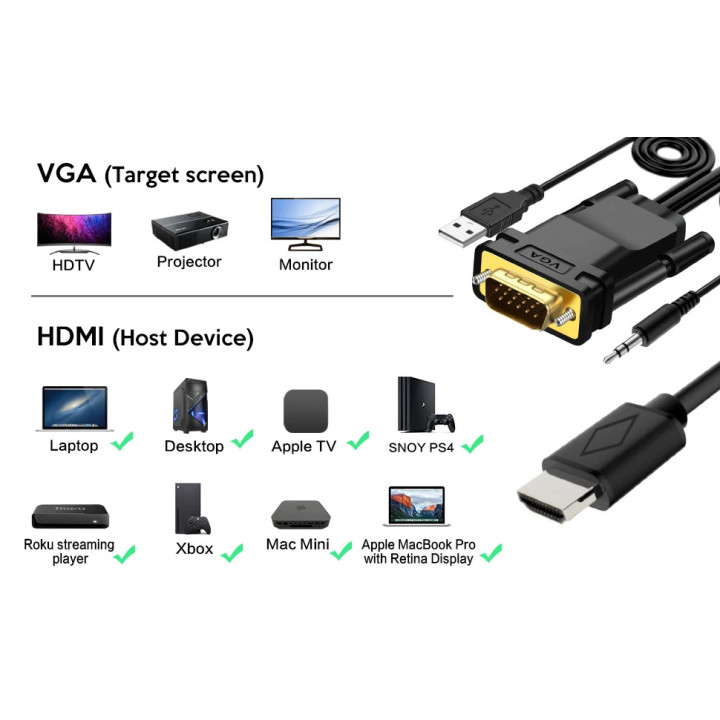 Кабел VCom VGA M / HDMI M - CG493A-1.8m