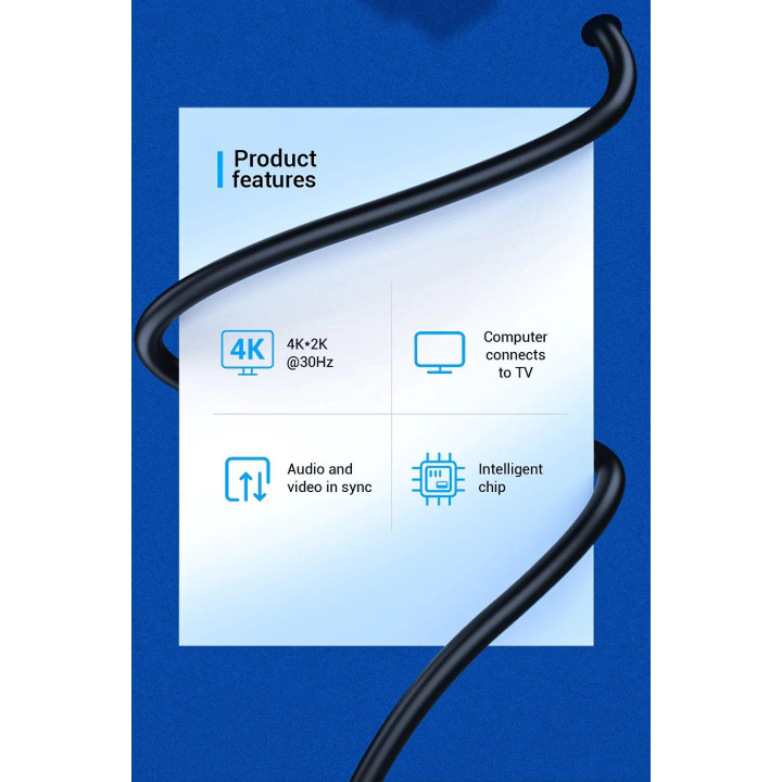 Кабел Vention DisplayPort to HDMI 3.0m - 4K, Gold Plated - HFOBI