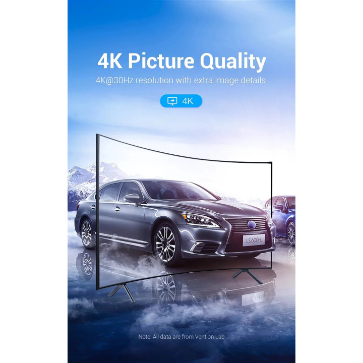 Кабел Vention DisplayPort to HDMI 3.0m - 4K, Gold Plated - HFOBI