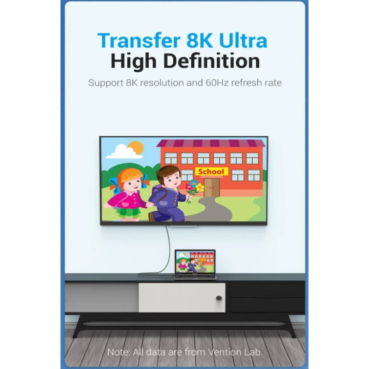 Кабел Vention Type-C to DisplayPort - 1.5m 8K Black - CGYBG