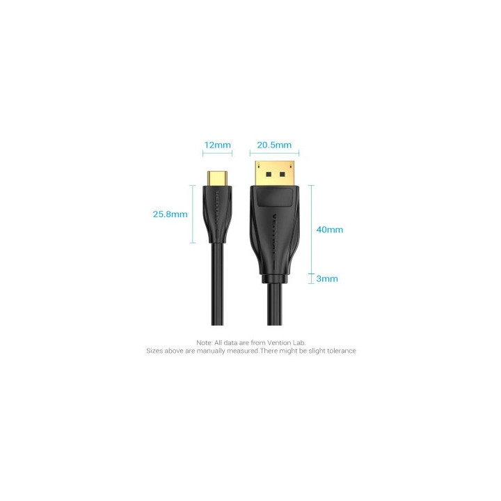 Кабел Vention Type-C to DisplayPort - 1.5m 8K Black - CGYBG