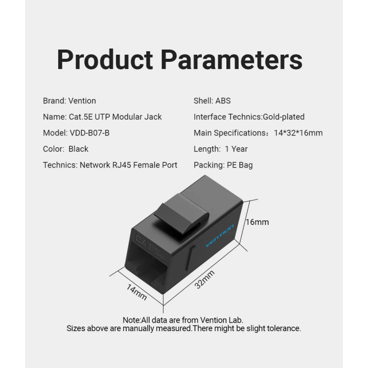  Съединител Vention LAN 8P8C Coupler - VDD-B07-B