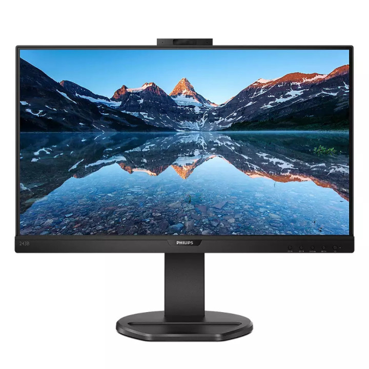 Монитор Philips 243B9H, 23.8" IPS WLED, 75Hz, 4ms GtG, 250cd/m2, 1000:1, DCR 50M:1, Adaptive Sync, Low Blue Mode, 2Wx2, 2.0MP FHD Cam with mic, Swivel, D-SUB, HDMI, DP, USB hub - 243B9H/00