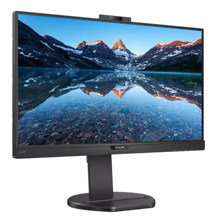 Монитор Philips 243B9H, 23.8" IPS WLED, 75Hz, 4ms GtG, 250cd/m2, 1000:1, DCR 50M:1, Adaptive Sync, Low Blue Mode, 2Wx2, 2.0MP FHD Cam with mic, Swivel, D-SUB, HDMI, DP, USB hub - 243B9H/00