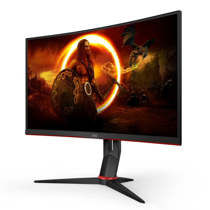 Монитор AOC CQ27G2S/BK, 27" Curved 1500R VA WLED, 2560x1440 165Hz, 4ms GtG, 1ms MPRT, 250cd m/2, 3000:1, DCR 80M:1, Adaptive Sync, Low Blue Light, Swivel, HDMI, DP