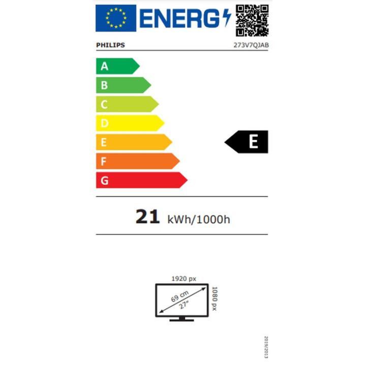 Монитор Philips 273V7QJAB/00, 27" IPS WLED, 75Hz, 4ms GTG, 250cd/m2, 1000:1, DCR 10M:1, Low Blue Mode, 2Wx2, D-SUB, HDMI, DP