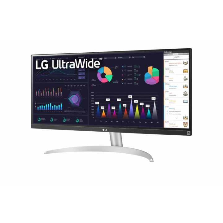 Монитор LG 29WQ600-W, 29" UltraWide FullHD, IPS , 1ms MBR, 1000:1, 250 cd/m2, 21:9, 2560 x 1080, HDR 10, sRGB 99%, FreeSync, 100Hz, Type-C, Speacers, HDMI, DP, Headphone Out, Black
