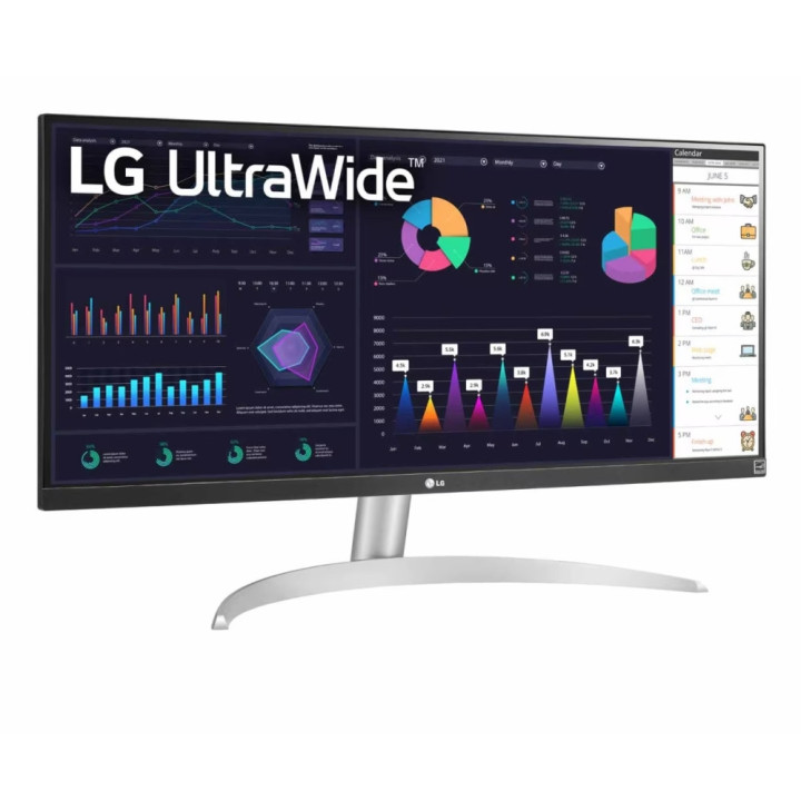 Монитор LG 29WQ600-W, 29" UltraWide FullHD, IPS , 1ms MBR, 1000:1, 250 cd/m2, 21:9, 2560 x 1080, HDR 10, sRGB 99%, FreeSync, 100Hz, Type-C, Speacers, HDMI, DP, Headphone Out, Black