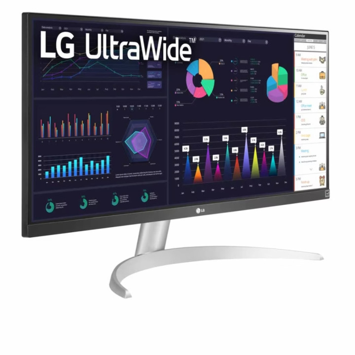 Монитор LG 29WQ600-W, 29" UltraWide FullHD, IPS , 1ms MBR, 1000:1, 250 cd/m2, 21:9, 2560 x 1080, HDR 10, sRGB 99%, FreeSync, 100Hz, Type-C, Speacers, HDMI, DP, Headphone Out, Black