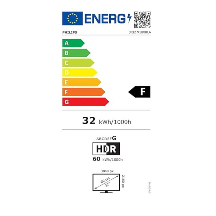 Монитор Philips 32E1N1800LA, 31.5" VA WLED, 3840x2160 60Hz, 4ms GtG, 300cd m/2, 3500:1, Mega Infinity DCR, Adaptive Sync, Blue Light tech. Soft., 2Wx2, HDMI, DP - 32E1N1800LA/00