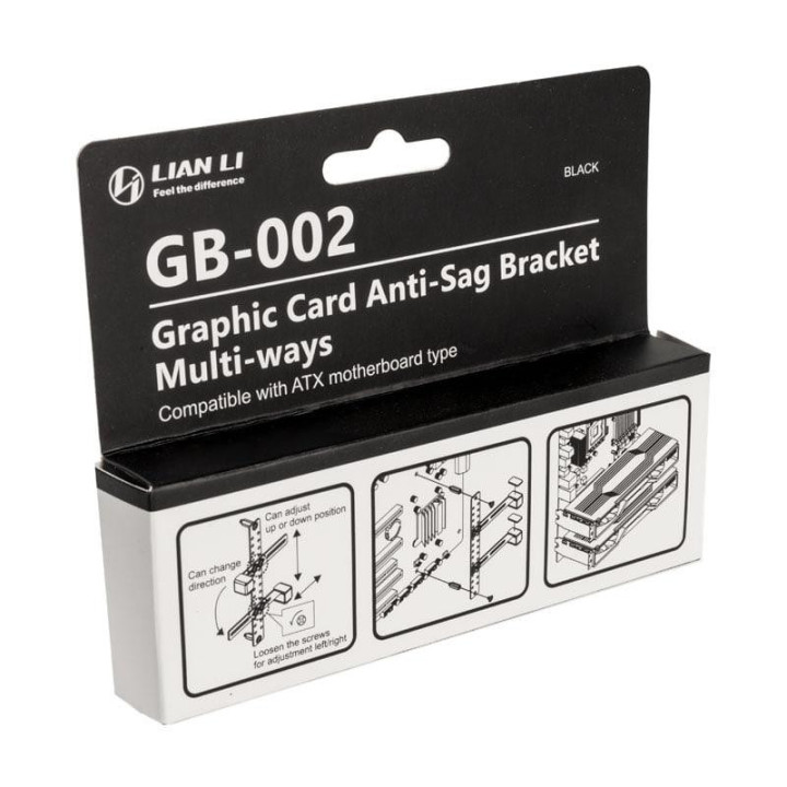 Скоба за графични карти Lian Li GB-002, VGA, Anti-Sag, Черен - G89.GB-002X.00