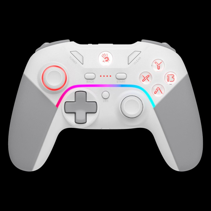 Геймърски контролер A4tech Bloody GPW70, Dual-mode жичен и безжичен, RGB, Бял - A4-CON-GPW70-WH
