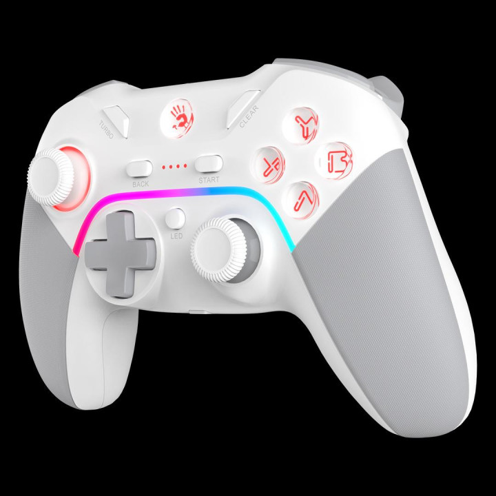 Геймърски контролер A4tech Bloody GPW70, Dual-mode жичен и безжичен, RGB, Бял - A4-CON-GPW70-WH