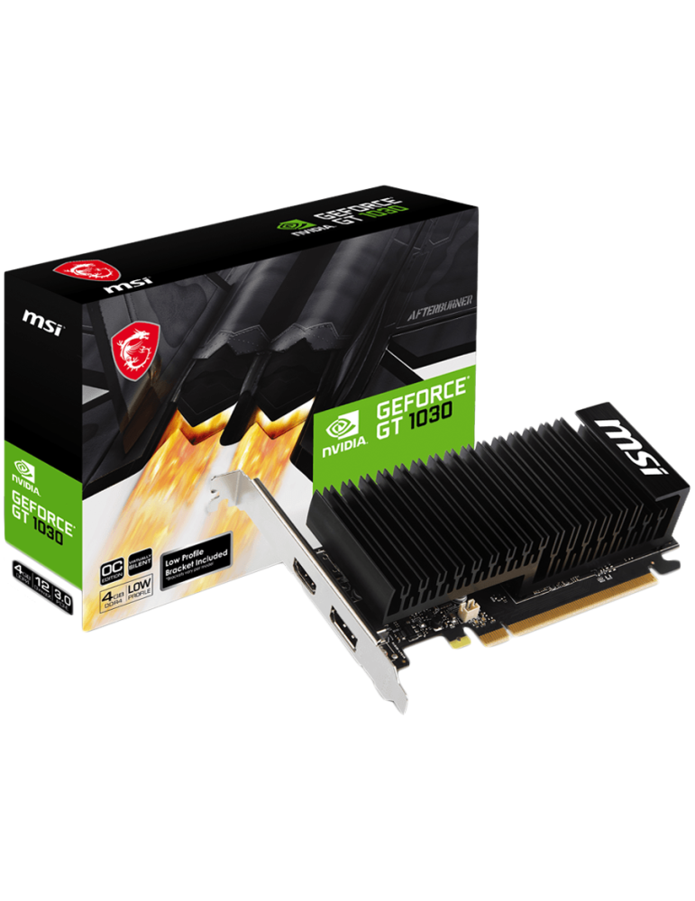 Видео карта MSI GeForce GT 1030 4GHD4 LP OC, 4GB DDR4, 64-bit, 2100MHz Memory Speed, 1430MHz Boost, 384 CUDA Cores, 1x DisplayPort 1.4a, HDMI 2.1, 300W Recommended PSU, 3Y - GT_1030_4GHD4_LP_OC