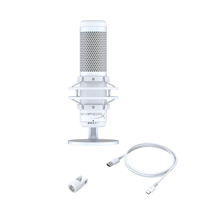Настолен микрофон HyperX QuadCast S White, USB, 3.5 mm - 519P0AA