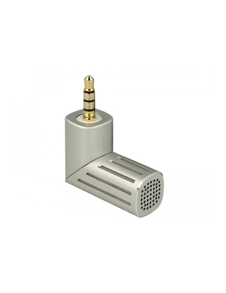 Микрофон DeLock 65893, За смартфон/таблет, 3.5 mm 4 Pin Stereo Jack 90, Сребрист - 65893