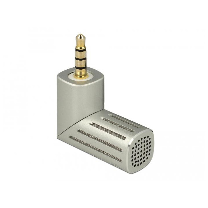 Микрофон DeLock 65893, За смартфон/таблет, 3.5 mm 4 Pin Stereo Jack 90, Сребрист - 65893