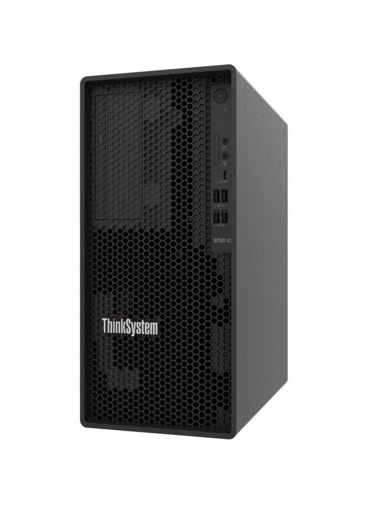 Сървър Lenovo ThinkSystem ST50 V2, Intel Xeon E-2324G 4C, SW RAID, 2x960GB Micron 5400 Pro SSD, 1x16GB, 500W 94% Efficiency, No DVD - 7D8JA043EA