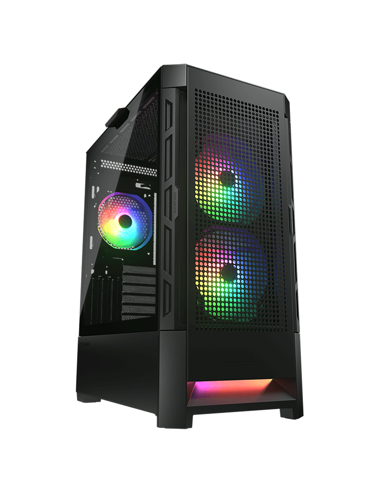 Кутия за компютър Cougar Airface RGB, Mid Tower, 2x 140 1x120 ARGB Fans, RGB Button,  4mm Tempered Glass, Mini ITX / Micro ATX / ATX / CEB/ E-ATX - CG385ZD100004